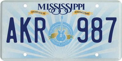 MS license plate AKR987