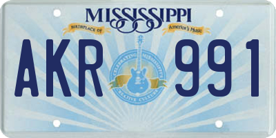 MS license plate AKR991