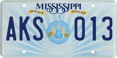 MS license plate AKS013