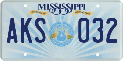 MS license plate AKS032