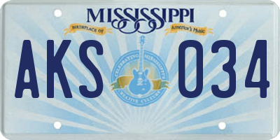 MS license plate AKS034