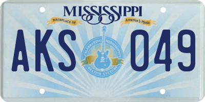 MS license plate AKS049