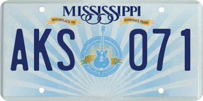 MS license plate AKS071