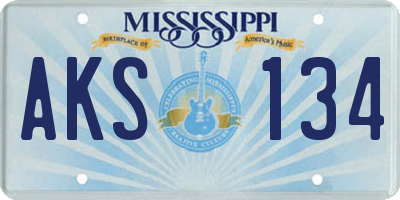 MS license plate AKS134