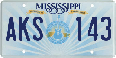 MS license plate AKS143