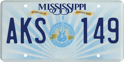MS license plate AKS149
