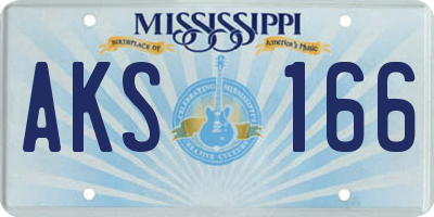 MS license plate AKS166