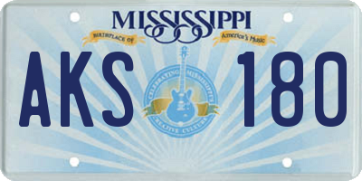 MS license plate AKS180