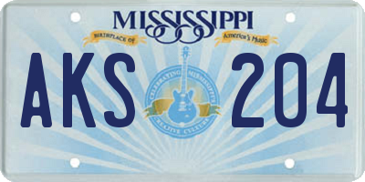 MS license plate AKS204