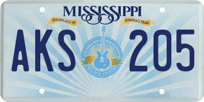 MS license plate AKS205