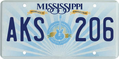MS license plate AKS206