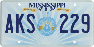 MS license plate AKS229