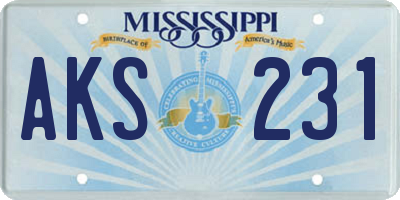 MS license plate AKS231