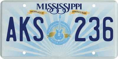 MS license plate AKS236