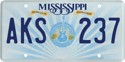 MS license plate AKS237