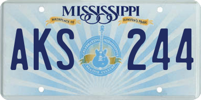 MS license plate AKS244