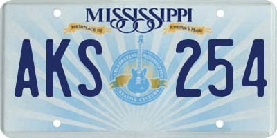 MS license plate AKS254