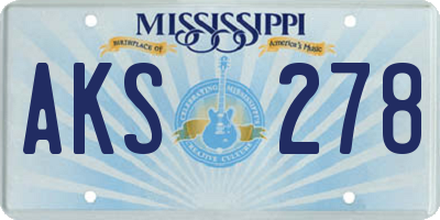 MS license plate AKS278