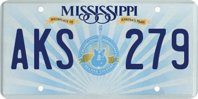 MS license plate AKS279