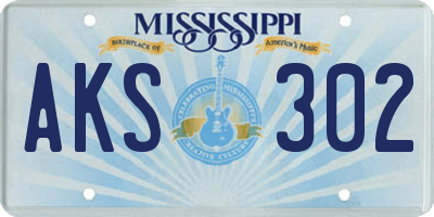 MS license plate AKS302