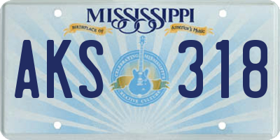 MS license plate AKS318