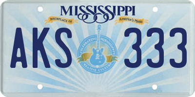 MS license plate AKS333