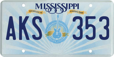 MS license plate AKS353