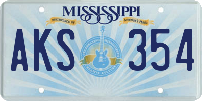 MS license plate AKS354