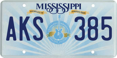 MS license plate AKS385