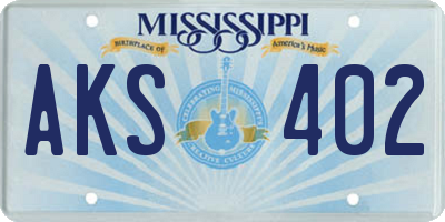 MS license plate AKS402