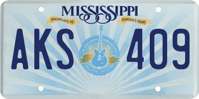MS license plate AKS409