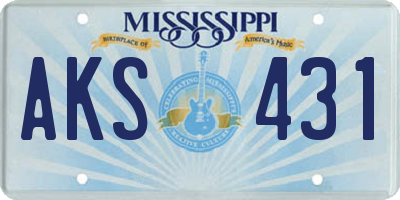 MS license plate AKS431
