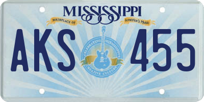 MS license plate AKS455