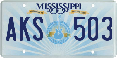 MS license plate AKS503