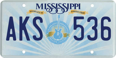 MS license plate AKS536