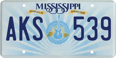 MS license plate AKS539