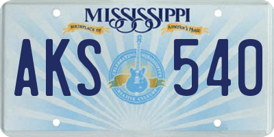 MS license plate AKS540