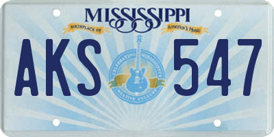MS license plate AKS547
