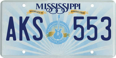 MS license plate AKS553