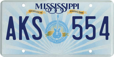 MS license plate AKS554