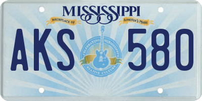 MS license plate AKS580