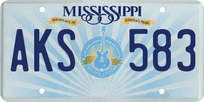 MS license plate AKS583
