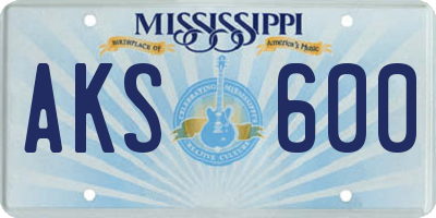 MS license plate AKS600