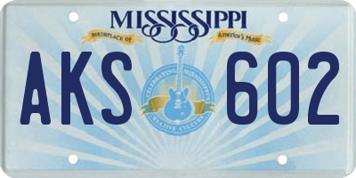 MS license plate AKS602