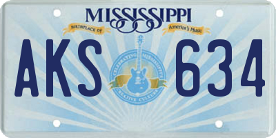 MS license plate AKS634
