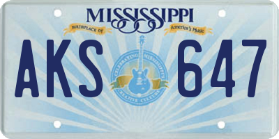 MS license plate AKS647