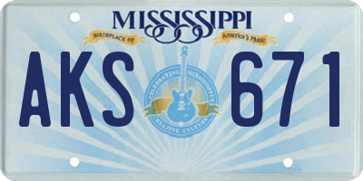 MS license plate AKS671