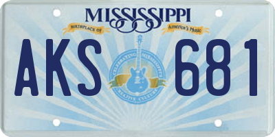 MS license plate AKS681