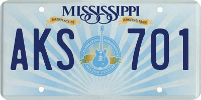 MS license plate AKS701