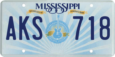 MS license plate AKS718